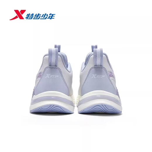 Xtep Children's Running Shoes for Girls, Middle and Large Children 2026 Spring New Mesh Leather Low-top Sports Shoes 674114114028 Classic White/Light Frost Blue 34