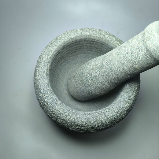 Sanqihu handmade natural bluestone garlic pounder stone mortar household medicine jar grinder garlic stone mortar garlic mortar belly diameter 20cm tall lychee surface stone mortar