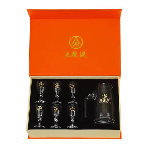 Fantasy thickened handleless wine dispenser, one pot, one cup, white wine dispenser, 80 white wine cups, customized high-end white wine cup set, white gift box, 1 pot, 6 cups, 80ML pot