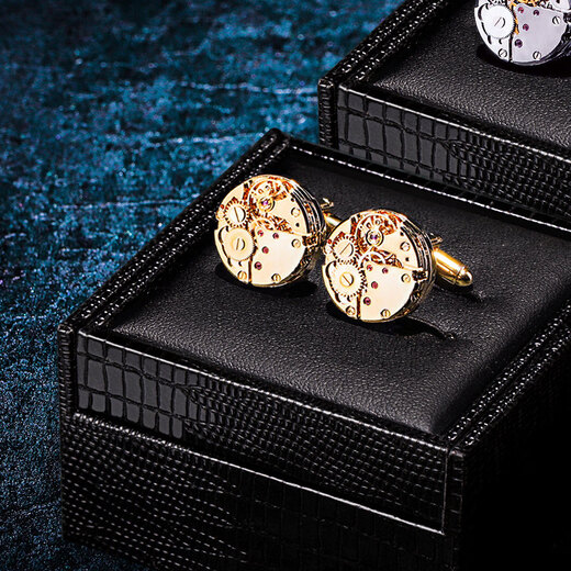 Kaflink (KFLK) French shirt cufflinks for men, light luxury custom shirt buttons, mechanical movement cufflinks, cuff buttons, gift engraving, gold K128