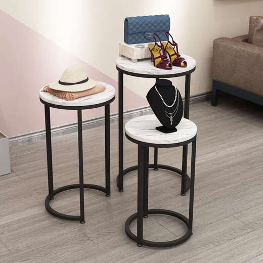 Yusenyi round storage rack jewelry table small round table shoe bag high and low water table jewelry window display rack gold medium diameter 35 height 80 official standard