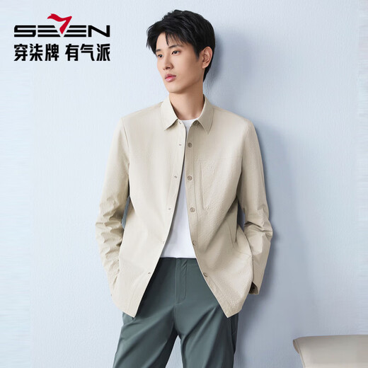 Qipai men's mid-length lapel jacket for men 2026 spring new fashion versatile shirt jacket spring and autumn coat for men smoke gray S (165)