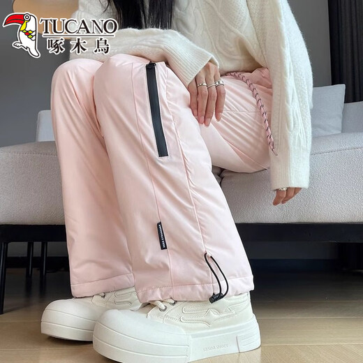 Woodpecker (TUCANO) 2026 New Workwear Down Pants Women's Outerwear Winter Harbin Travel Equipment Ski Pants Cold-proof Assault Cotton Pants Pink Xuexiang S 80-95Jin Jin is equal to 0.5 kg