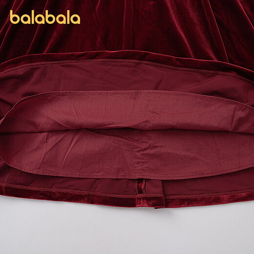 BALABALA children's clothing children's dress girls spring velvet princess dress embroidered sweet doll collar fashionable red tone 00466 170