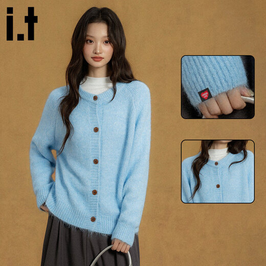 CHOCOOLATE it Women's Classic Gentle Style Purple Cardigan Sweater Women's 2026 Spring New Soft Waxy Cotton Wool Sweater Purple Official Authentic One Size