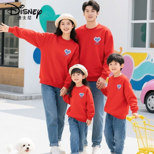 Disney pure cotton sweatshirt parent-child clothing for a family of three plus velvet autumn and winter 2026 foreign style mother-child clothing spring and autumn style-white 165 Dad S