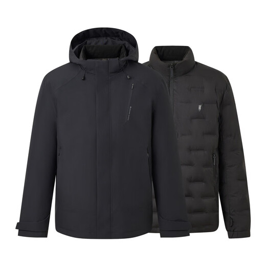 POLOWALK Three-Wear Men's Down Jacket 2025 Winter New Product 90 Duck Down Hooded Stand Collar Jacket Dark Navy Filled Down Approximately 53g~66.9g M 170/M