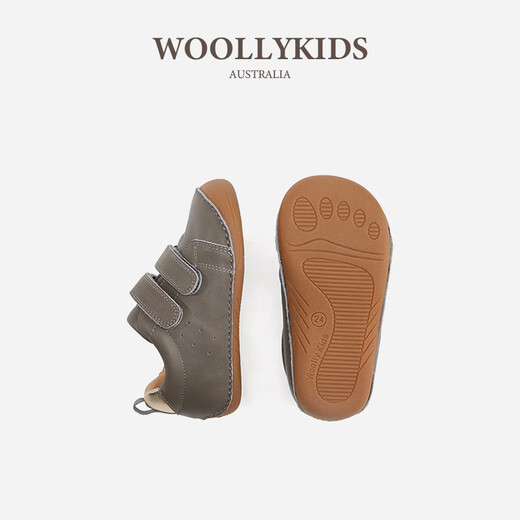 Woollykids Australian genuine leather boys and girls solid color widened toe non-slip rubber soft-soled children's shoes elephant gray size 24 inner length 15.5cm suitable for feet 14.6-15.0cm