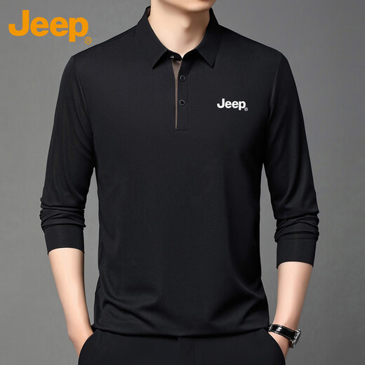 JEEP Jeep long-sleeved t-shirt men's autumn and winter business casual lapel polo bottoming shirt men's beige XL