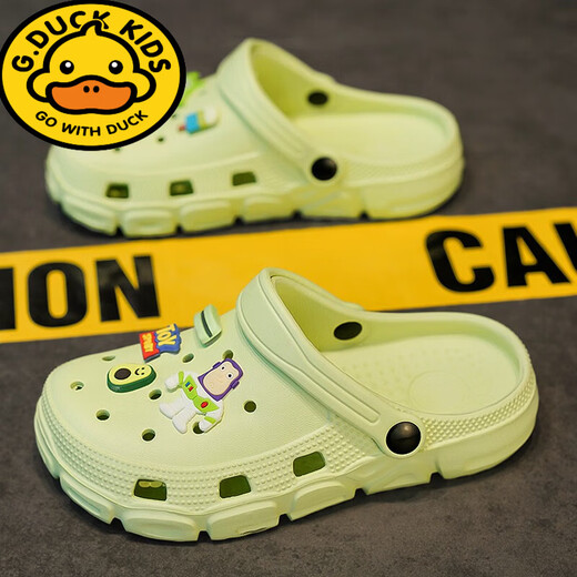G.duck children's shoes children's slippers boys 2025 new summer soft bottom clogs boys outer wear non-slip beach shoes gray 36