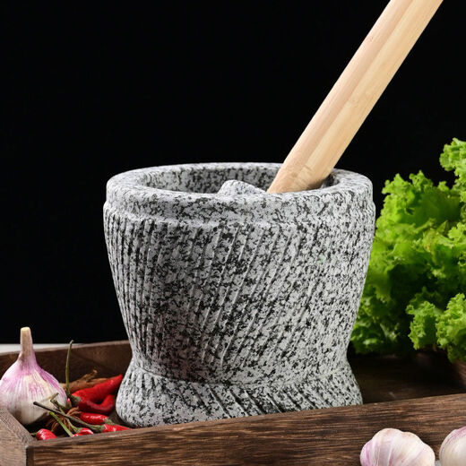 Hechen Home Furnishing Home Handmade extra large garlic pounder special size grinder medicine jar garlic nest special garlic mortar large garlic clamp stone mortar handmade special size granite with lid