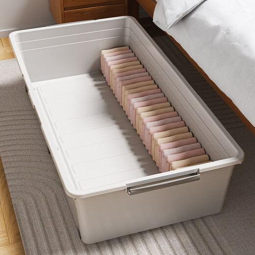 Fantasy bed storage box household wheeled storage flat drawer type plastic large capacity quilt clothes under bed storage box length 100 width 50 height 13.5 cherry blossom pink one meter extra large thickening damage guarantee/lightning delivery/export quality