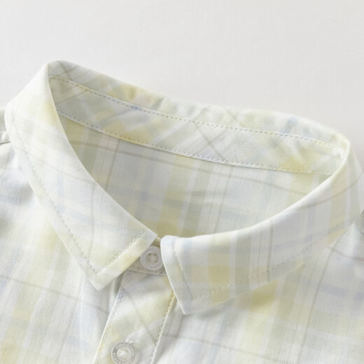 DAVE&BELLA boys plaid shirt 2026 spring new baby boy shirt children's long-sleeved bottoming shirt children's top blue and yellow plaid in stock 80 cm (recommended height 73-80cm)