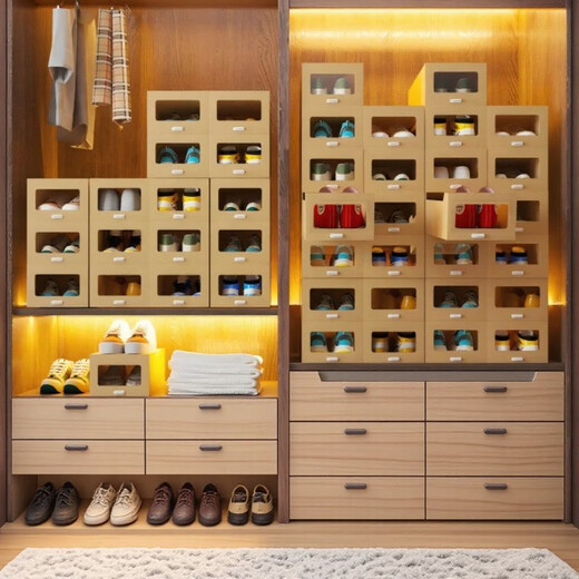 Fantasy large window drawer shoe box, hardened transparent shoe box, patented pull-out shoe box for boots, universal for women (within 40 yards) 6 pieces, large window 1x1x1cm