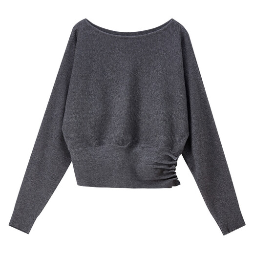 Shandubila Fashionable Wear Sweater Women's Winter Irregular Hem Round Neck Sweater Loose Warm Thick Top