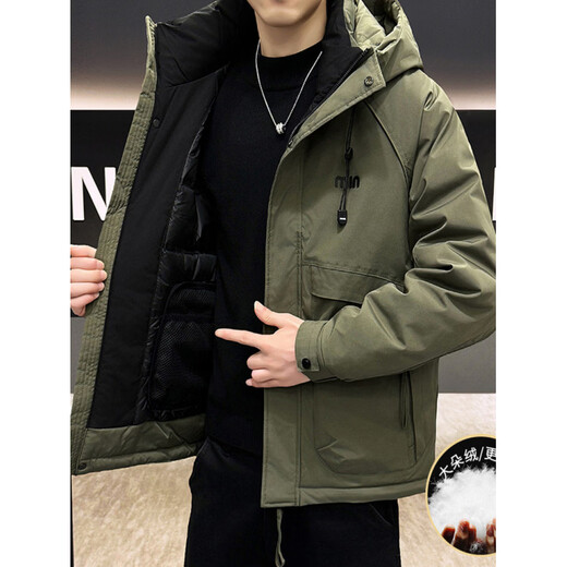 KBXNG Jinba Американский модный брендовый пуховик, мужская зимняя новая утолщенная теплая куртка с капюшоном, морозостойкая рабочая куртка темно-красного цвета M