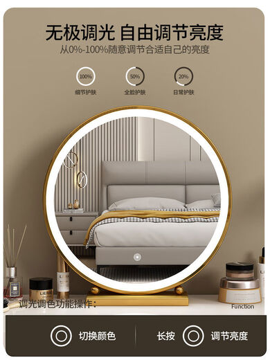 2025 New Size Desktop Makeup Mirror Home Bedroom Light Luxury Iron Dressing Table Mirror Dressing Mirror No Light Model Black 30 High Mirror + Damaged Reissue
