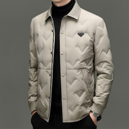 LiLang Shopping Mall's же элитная мужская одежда новый национальный стандарт 90 белый гусиный пуховик с короткими лацканами новый стиль хаки XL 180 135-150Jin Jin равен 0,5 кг