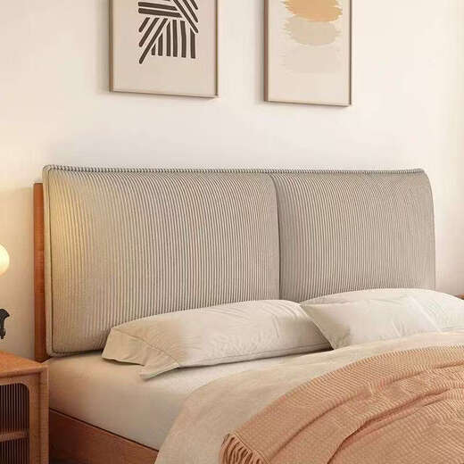 Yusenyi corduroy bedside cushion tatami soft bag large backrest bedroom bedside self-adhesive thickening anti-collision customizable removable and washable lazy wick + goose warm white (with bedside cover) pillowcase 120 width x 60 height x 6cm thick