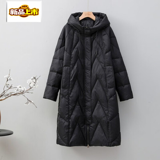 Early diameter winter fat plus down jacket for women medium length fat mm Chinese loose coat ethnic style black M recommended 90-160 Jin Jin equals 0.5 kg