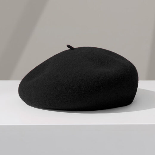 Langsha Hat Women's Winter Thick Pure Wool Beret Women's 2026 New Big Head Circumference Showing Face Small Versatile Bere Hat Black | Classic and Timeless One Size (56-58cm) Adjustable