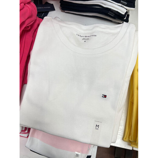 Tommy Hilfiger official flagship Tommy Qiuqiu women's comfortable cotton casual versatile round neck short-sleeved T-shirt 1# navy striped 4405 410 XS bust 76