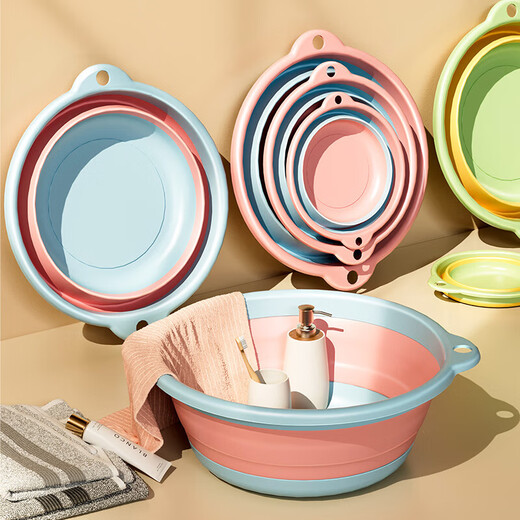 Meizhuofu foldable washbasin large home portable hangable basin travel dormitory washbasin baby small basin blue three