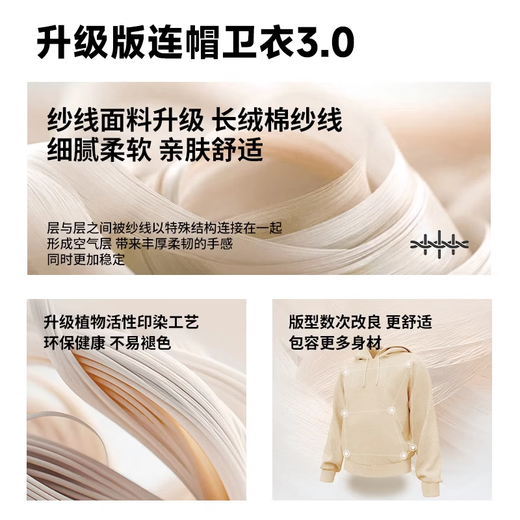 MINISO retro sweatshirt men's hooded spring long-sleeved jacket heavyweight high-weight casual style American handsome men's top white (mt American short crotch winning bid) M /170 (same style for men and women)