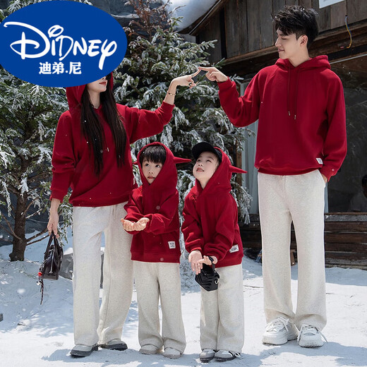 Didi.Ni HEYDIDY parent-child clothing for a family of three 2024 new mother-daughter red sweatshirts and velvet for four family sports events autumn and winter gray and velvet sweatpants mom M