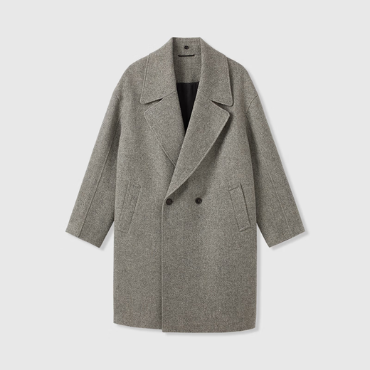 UNICA HOMME detachable fur one-collar wool tweed lapel coat amber beige coat S ready for delivery within 48 hours