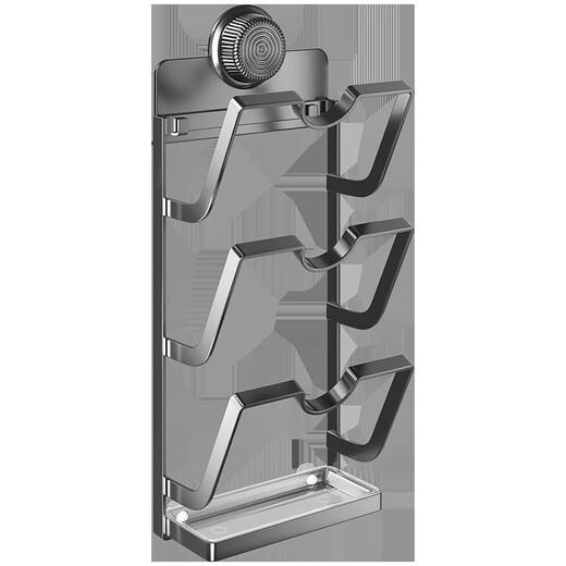 Ermo suction cup pot lid rack wall-mounted punch-free multi-functional kitchen storage rack chopping board rack cutting board rack multi-layer storage rack suction cup gun gray three-layer pot lid rack