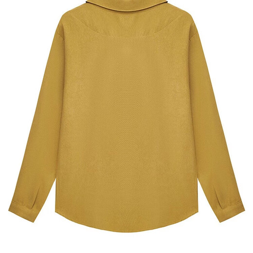 CHOCOOLATE it women's loose lapel long-sleeved shirt women's 2026 spring new yellow comfortable versatile fake two-piece top yellow L