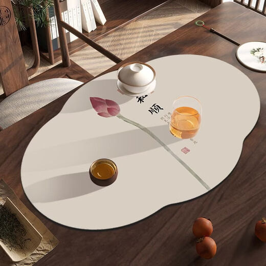 Pupan New Chinese Tea Towel Diatom Mud Water-Absorbent Quick-drying Tea Table Mat Home Tea Table Tea Set Coaster Insulated Drainage Mat Customized Zenyue-Special-Shaped Water-Absorbent Mat 50*60cm Wear-Resistant