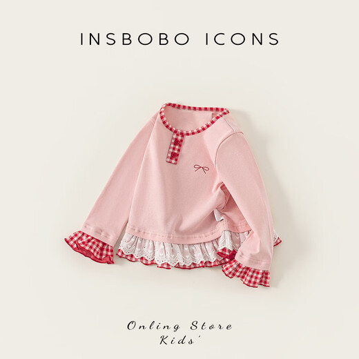 INSBOBO Girls T-shirt 2026 Spring Clothes Baby Tops New Bottoming Shirt Children's Style Long Sleeve Children's Clothing Pink 80
