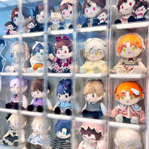 Yusenyi transparent dustproof acrylic display cabinet 40cm cotton doll storage box toy display box for living room can be huge size main picture can hold 40cm big baby 3 pieces