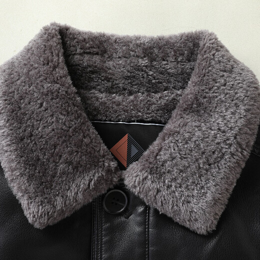 Dibinze large size men's leather jacket loose plus fat enlarged lapel warm jacket fat man jacket black L