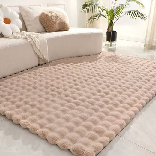 Fantasy Cream Bubble Plush Imitation Rabbit Fur Coffee Table Living Room Solid Color Simple Floor Mat Bedroom Carpet Bay Window Soundproof Bedside Blanket 60x160cm Thickened Encrypted TT Rabbit Fur Sakura Pink