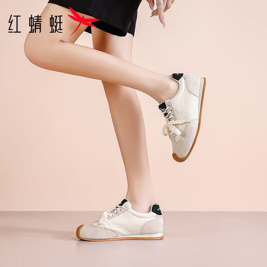 Red Dragonfly Sports Casual Shoes Women's Shoes Moral Training Shoes 2026 Spring New Thick Sole Inner Heightening Small Travel Shoes Running Shoes Mi/Black 40