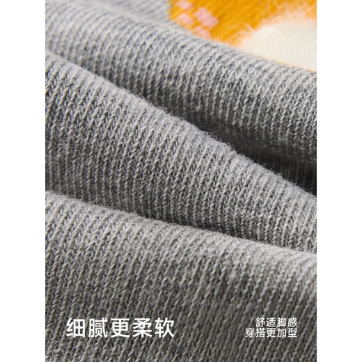 Pami Gray Socks Women's Spring and Autumn Mid-calf Socks Idea Yarn 2025 New Japanese Cartoon Cute Autumn and Winter Long Socks Stretch - Pack of 5 pairs One size fits all (suitable for sizes 36-39)