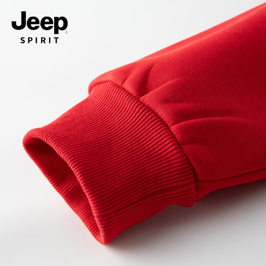 JEEP SPIRIT Year of the Horse sweatshirt men's winter trend versatile plus velvet thickened warm long-sleeved top men's J9201 wine red XL