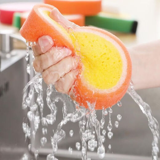 Shantou Lincun dishcloth kitchen cleaning sponge wipe decontamination scouring pad cartoon fruit brush pot magic sponge cantaloupe decontamination