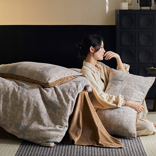 Fantasy one side cotton and one side velvet丨cotton and plush plush warm bedding Three-dimensional Christmas tree camel plus velvet SF bed sheet 1.8m/2.0m bed sheet four-piece set丨Applicable to 22