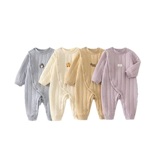 JOYNCLEON baby quilted jumpsuit winter baby clothes quilted thickened warm robe infant crawling clothing winter clothing cream rice 73cm 6-9 months recommended weight 7.2-9kg