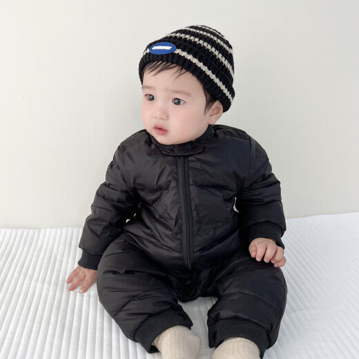 Disney (Disney) baby winter down jumpsuit for men and women, thickened winter outdoor clothing, plus fleece rompers, children's warm clothes, red down jumpsuit 36cm 100