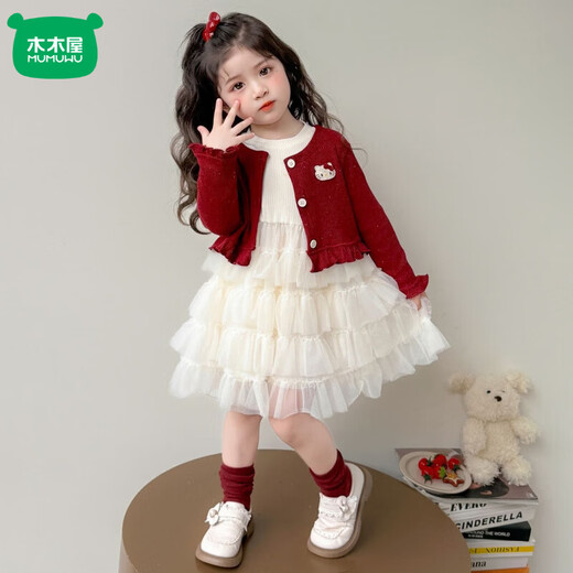Mumuwu Baby Girl Suit Autumn Fashionable Children Autumn Cat Dress 2026 New Girls Early Autumn Clothes Skirt Two-piece Set (without bag) 100 Recommended height 90-95cm