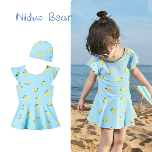 Nido Bear Summer Children's Swimsuit Baby One-piece Swimsuit Skirt Big Child Girl 3 Years Old Swimsuit Category A Western Style Lemon Elf 80 cm