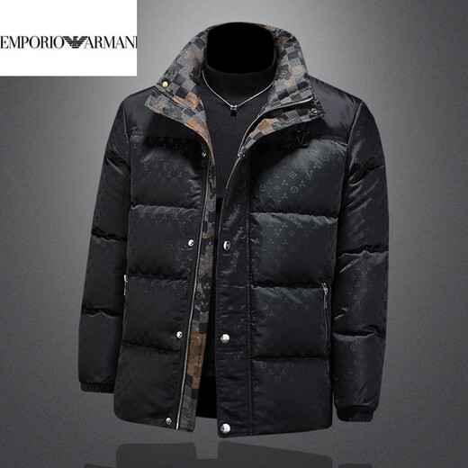 EMPORIO ARMANI Armani элитная легкая роскошная мужская модная зимняя одежда 90 бархатный пуховик с воротником-стойкой мужской повседневный белый утиный пуховик черный 2XL