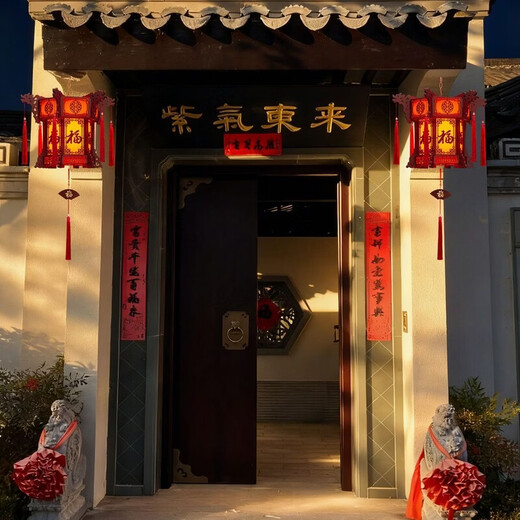 Xushansi New Year's hexagonal palace lantern balcony red lantern chandelier Chinese style antique building door head hanging wooden door lantern rotating wooden palace lantern 40# 07 style one pair