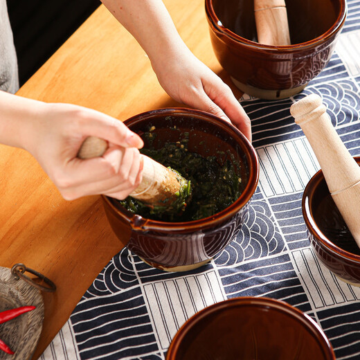 Shantou Lincun ceramic hammering bowl, garlic mortar, grinding pot, grinder, vegetable bowl, pepper, eggplant, preserved egg, pig's trotters, rice bowl without hammer or handle - medium-sized hammering bowl