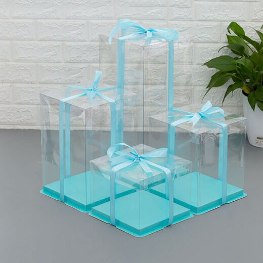 Fantasy transparent portable birthday cake four inches 4681012 inches single layer double layer heightening packaging box fully transparent white background 50 sets 10 inches single layer 30x30x18cm